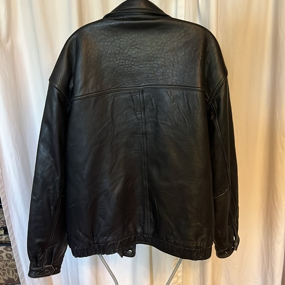 Pierre Cardin Black Leather Bomber Jacket XL - Picture 3 of 11